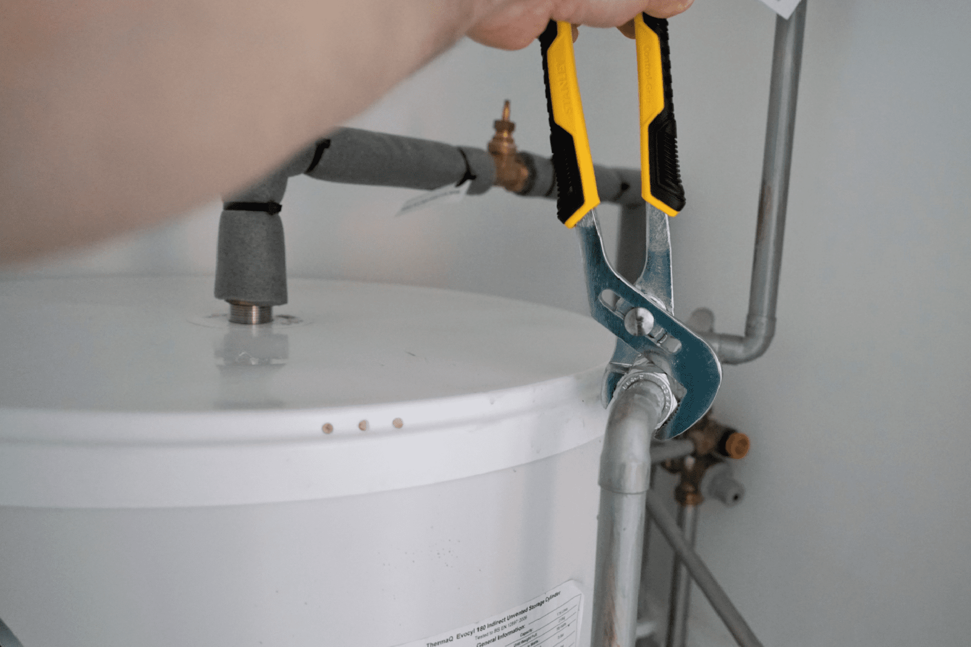 Man reparing pipe